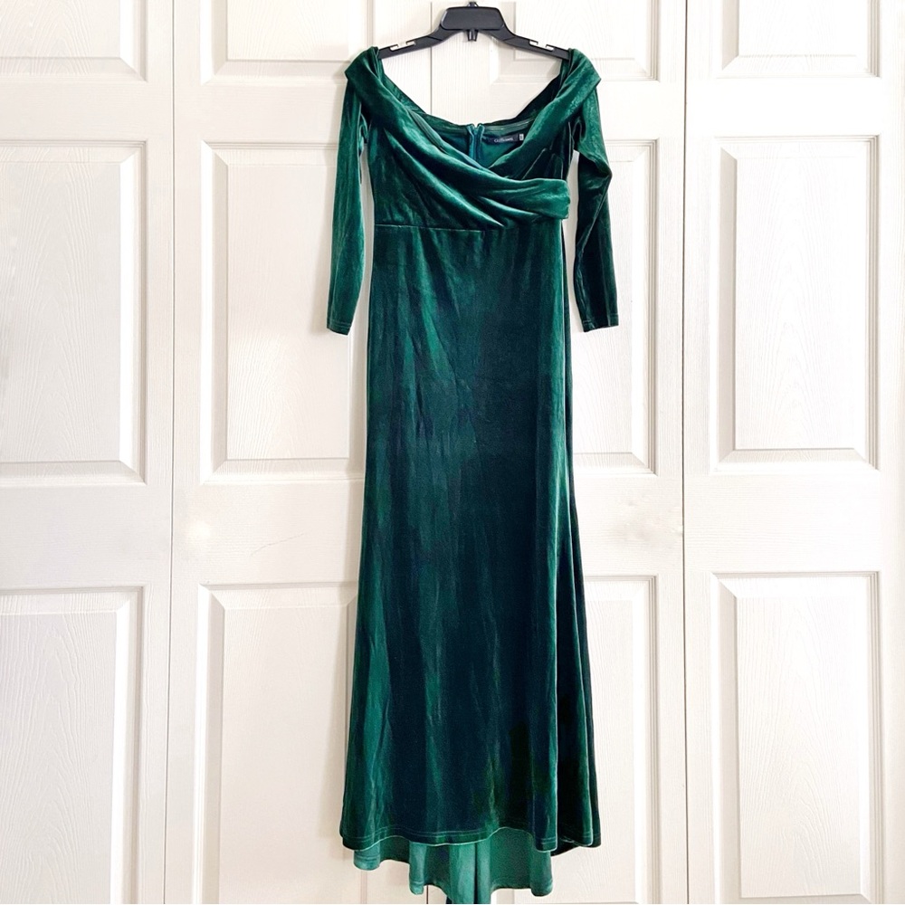 Green Velvet Gown Giffniseti Mermaid Flare Cut Whimsgot Long Dress Size M